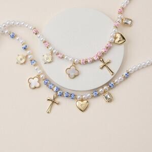 Faith & Love Pearl Ceramic Mixed Necklace by Lilla Haven